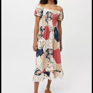 Urban outfitters tessie smocked sleeve midi dress